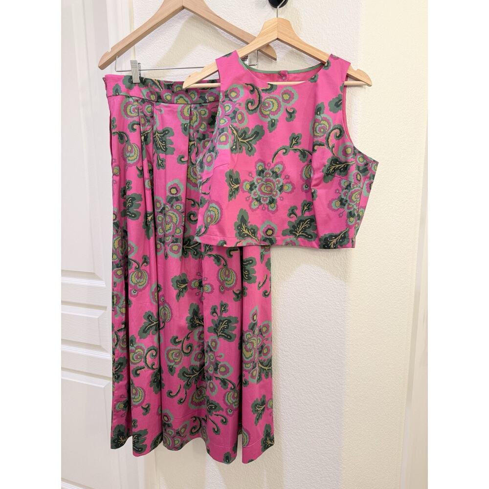 Boden Scarlett Floral Skirt Set Tank and Pleated Skirt - Size 10 - Excellent - Picture 2 of 12